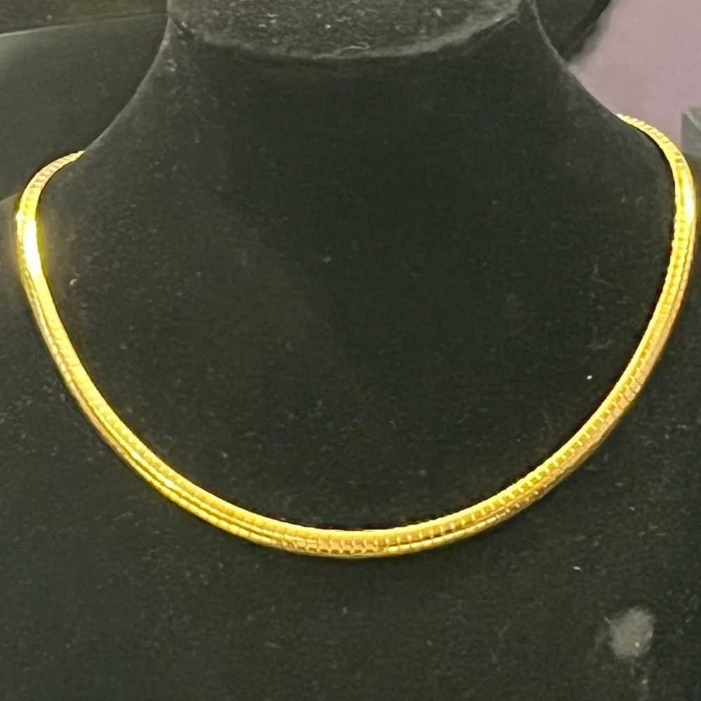 18k Gold Technibond mirrored dome omega polished flexible necklace vintage HSN